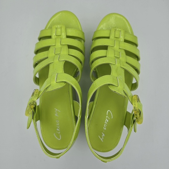 NWOT CIRCUS NY Sam Edelman Golda Platform Sandals—Wasabi (Sparkly Glitter Green) - Picture 11 of 16